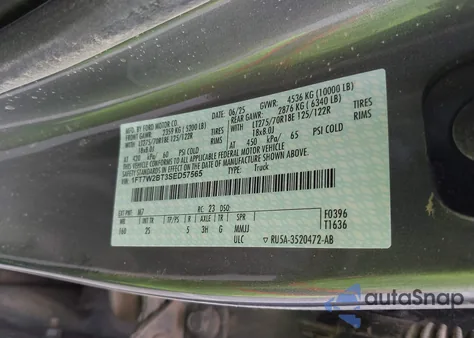 2025 Ford F250 Xlt из США, поврежденный, VIN 1FT7W2BT3SED57565